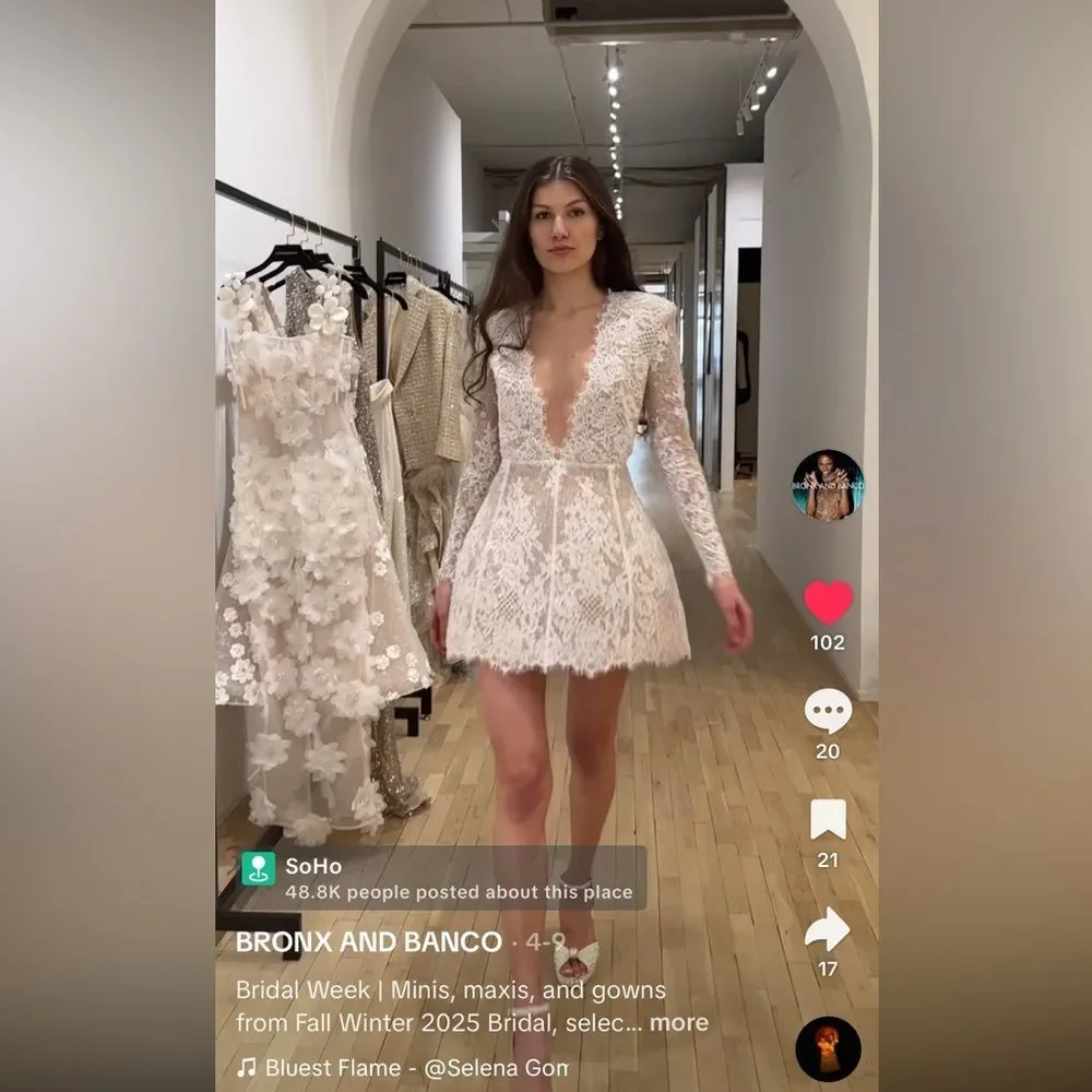 NWOT BRONX AND BANCO Isabella Long Sleeve Mini Dress in White - Picture 5 of 16